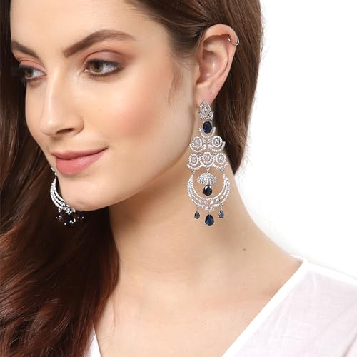 Floral Shaped Diamond Dangle Chandelier Earring